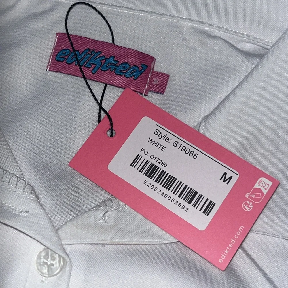 NWT PacSun Edikted White Polo Style Crop Top - Picture 2 of 6